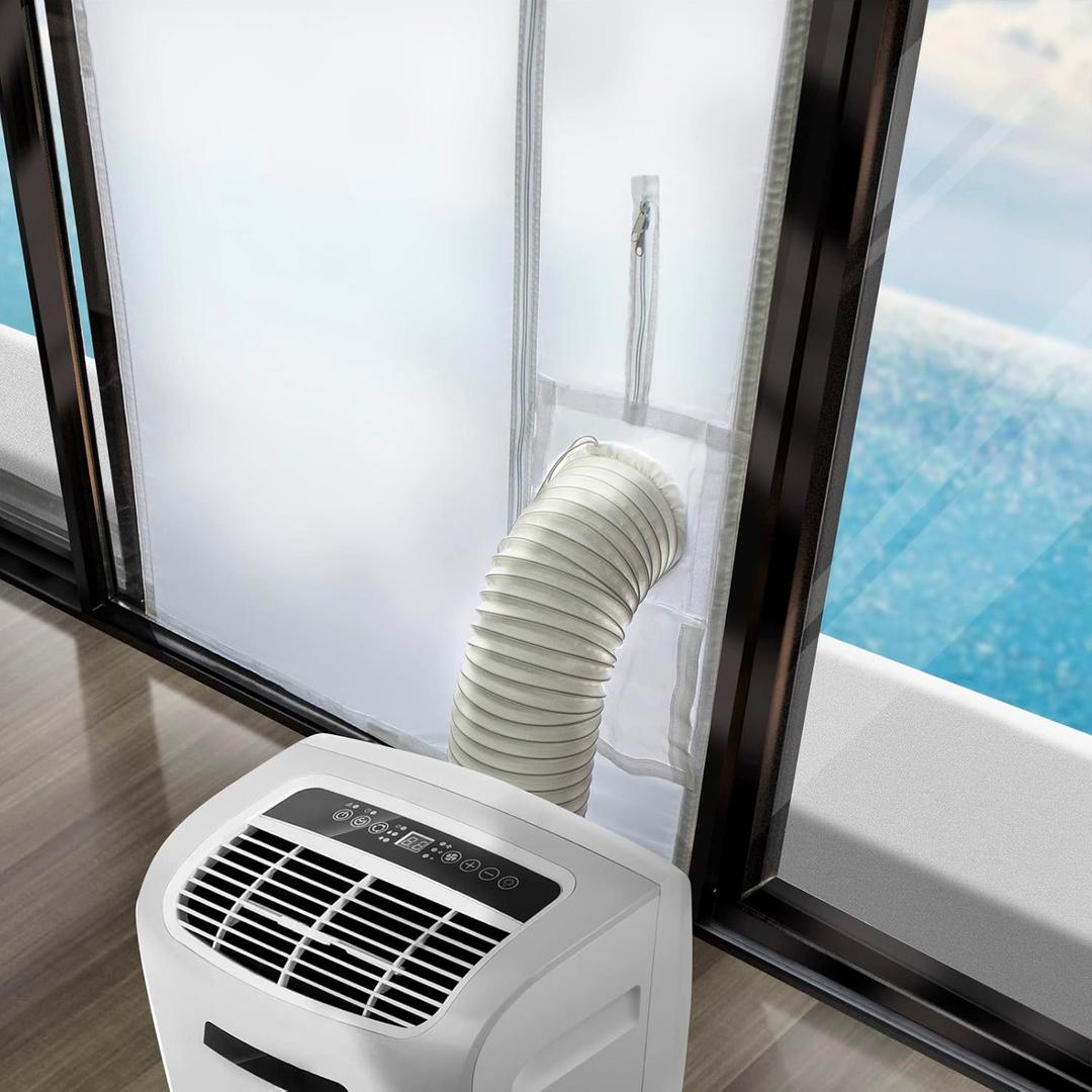 Loviga Portable AC Sliding Door Vent Kit 35x82.5 Inch, 100% Sealing Door Seal Kit for Portable Air Conditioner and Tumble Dryer, Dual Hose Support with Zip and Drawstring Easy to Install Loviga Portable AC Sliding Door Vent Kit 35x82.5 Inch, 100% Sealing Door Seal Kit for Portable Air Conditioner and Tumble Dryer, Dual Hose Support with Zip and Drawstring Easy to Install