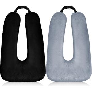 Barydat 2 Pcs Car Travel Pillow for The Back Seat 28 x 18 in Sleeping Reading Pillows for Distance Travel Car Cushion for Kids Adults Head and Body Support U Shaped Pad(Gray, Black)