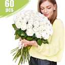 Rowfad 120 Pcs Artificial Roses Bulk Velvet Silk White Roses White Roses for Wedding Centerpieces Bridal Bouquet Mohter's Day Home Decor (120, White)