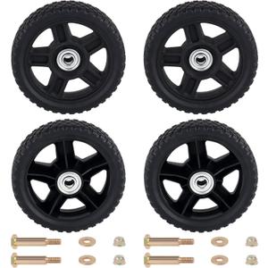 CheeMuii 4 Pcs 6 Inch Lawn Mower Wheels 4 Pack 6" Push Mower Wheels with Bolts Gaskets and Lock Nuts Kit Fit for Most Standard push Lawn Mowers/Generator/Garden Tiller/Handtruck