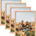 ATOBART 8x10 Set of 4 OAK Wood Picture Frame Solid Wooden Photo Frame Natural Wood Color Frames with Real Glass for Wall Mounting or Tabletop Living Room Bedroom Home Decor