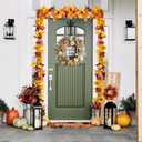 2 Pack Fall Garland Fall Decor, 11.6 Ft Autumn Maple Leaf Garland with Pumpkins Berries Sunflowers, Fireplace Mantle Garlands Thanksgiving Halloween Harvest Decorations for Home Indoor Outdoor