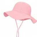 Toddler-Sun-Hat UPF 50+, Baby-Girl Wide-Brim-Bucket-Hat Soft-Breathable Summer-Beach-Cap with Chin for 2-8 Years (Pink)