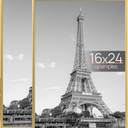 upsimples 16x24 Picture Frame Gold 2 Pack, Scratch-Proof Poster Frames 16 x 24 for Photo Gallery - Slide-In Strips, Horizontal or Vertical Wall Mounting