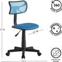 Urban Lifestyle Swivel Desk Chair, Stylish and Compact Office Chair with Mesh Back, Swivel Function, Adjustable Height, and Cushioned Seat, Cyan Blue