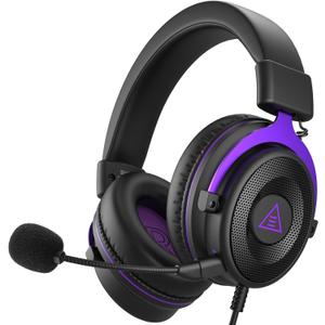 EKSA E900 Headset with Microphone for PC, PS4,PS5, Xbox - Detachable Noise Canceling Mic, 3D Surround Sound, Wired Headphone for Gaming, Computer, Laptop, 3.5MM Jack (Purple)