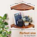 Demigo Floating Round Corner Shelves for Wall 2pcs - Acacia Wood Wall-Mounted Storage Shelves for Home Decor, Space Saving Displays for Living Room, Kitchen, Office, and Bedroom (Natural Brown)