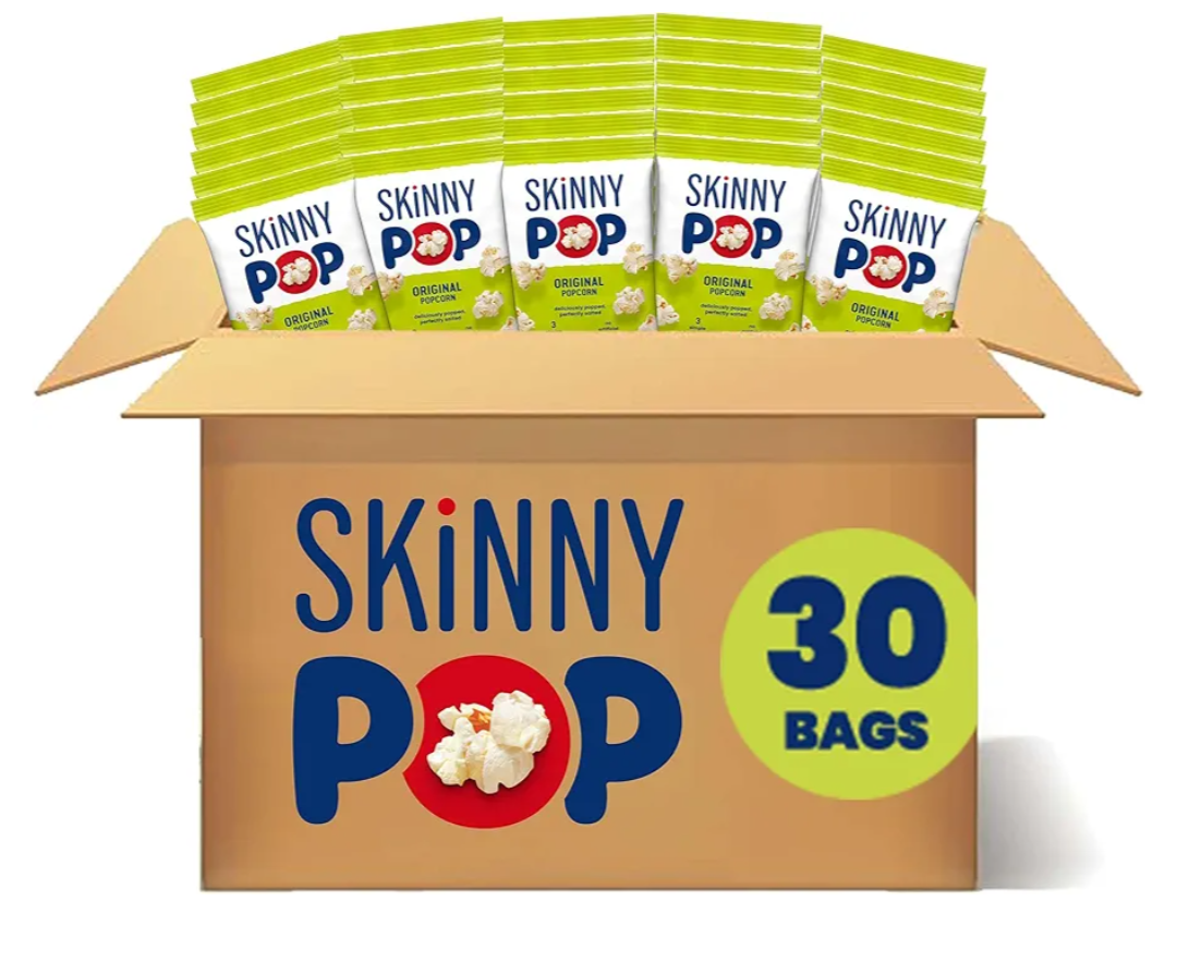 SkinnyPop Popcorn, Original, Whole Grain, Dairy-Free Snack, 0.65oz Bags (30ct) BB 01/31/2026 