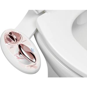 LUXE Bidet NEO 320 - Warm Water, Dual Nozzle, Self-Cleaning, Non-Electric Bidet Attachment for Toilet Seat, Adjustable Water Pressure, Rear & Feminine Wash (Rose Gold)