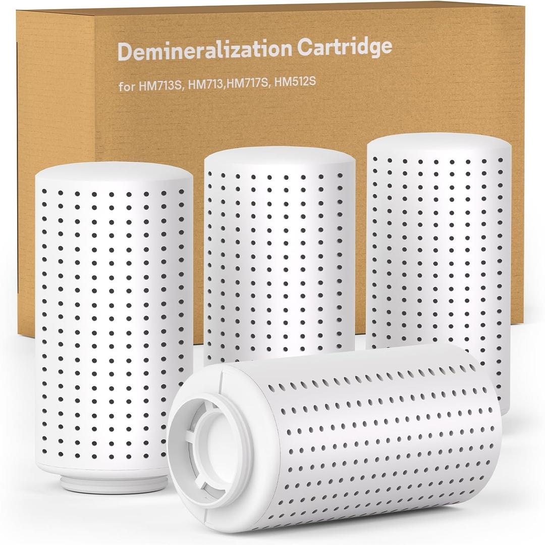 Demineralization Cartridge Compatible with Dreo Humidifier HM713S HM717S HM713 HM512S, Prevent Mineral Build-up, Filter Hard Water, Remove White Dust, Extend Humidifier Life, 4pcs (DR-HPA017)