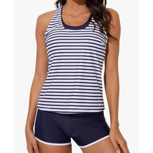 Aleumdr Womens Athletic 3 Piece Tankini Swimsuits with Shorts Swim Tank Tops with Sports Bra and Boyshorts Bathing Suits Size S