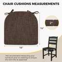 downluxe Indoor Chair Cushions for Dining Chairs, Soft and Comfortable Textured Foam Kitchen Chair Pads with Ties and Non-Slip Backing, 16" x 16" x 2", Brown, 4 Pack, 4 Count