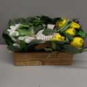 Spring Flowers Centerpiece for Table Decor, 20" L Lifelike Artificial Magnolia Tulip in Rectangular Wood Box, Lush Spring Eater Faux Floral Arrangement Farmhouse Mantel Shelf Kitchen Island Decor