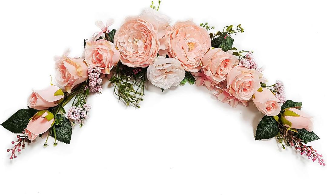 Arch Flowers, OrgMemory Artificial Floral Swags, 23", Decorative Swag, Artificial Flower Swag for Door Wedding Party Wall Home Decor (Peach)