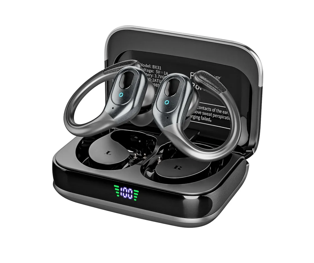 Wireless Bluetooth Earbuds, 75Hrs Playback, LED Display Charging Case, Ear Hooks, IPX7 Waterproof, Over-Ear Design for Sports, Running, Workout Black
Amazon's Choice
