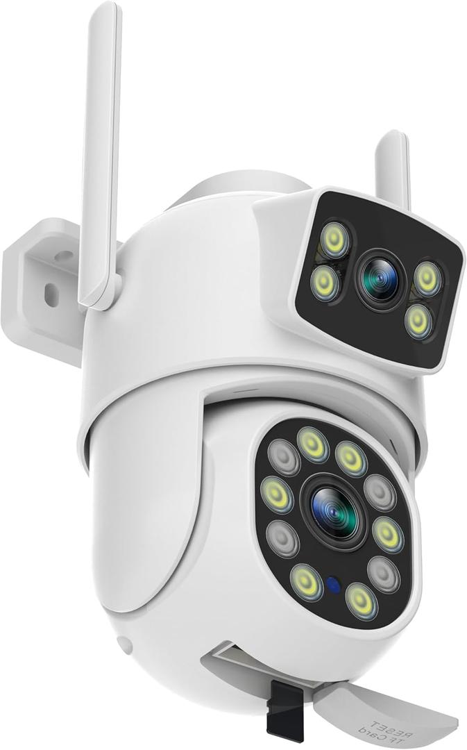EVERSECU Dual Lens Linkage 6MP WiFi PTZ Security Camera Outdoor, 360 View, Auto Tracking, Motion Detection, Color Night Vision, 2-Way Audio, Compatible with Alexa (Single)