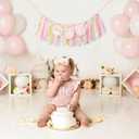 Some Bunny Is One High Chair Banner - Easter Bunny 1st Birthday Highchair Banner for Girls, Spring Rabbit 1st Birthday Decoration, Easter Girl First Bday Decor