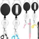 4 Pack Retractable Pencil Holder with 31.5" Dyneema Cord,Silicone Pen Clip, Retractable Silicone Pencil cilp Ideal for Carpenters,Nurses, Mechanics, Architects, Office Workers (C)