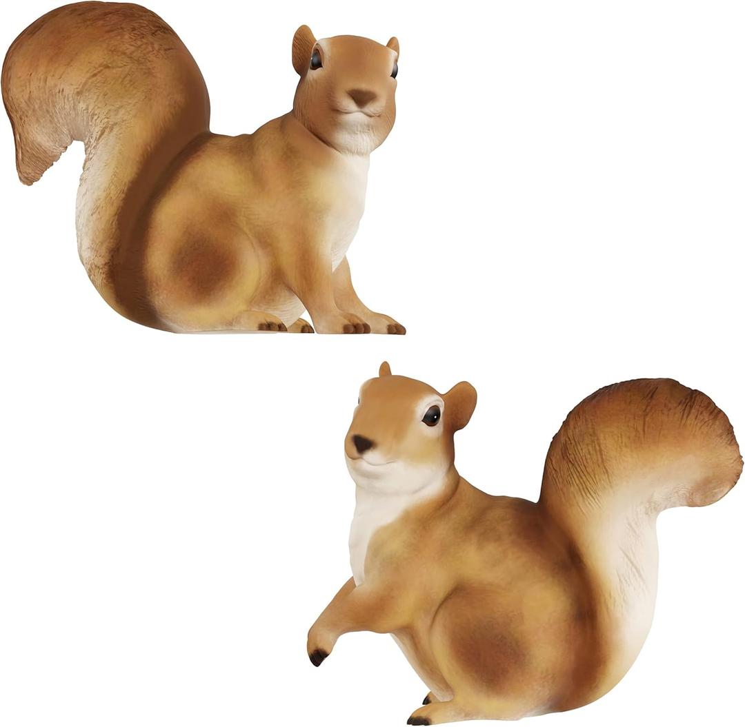 Squirrel Statues-Resin Animal Figurines for Outdoor Lawn and Garden Dcor-for Flower Beds, Fairy Gardens, Backyards and More by Pure Garden (Set of 2)