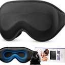 LitBear Long Lash Sleep Mask for Women Men Side Sleeper, 3D Contoured Light Blocking Sleeping Mask, Soft Comfortable Eye Mask Sleep with Adjustable Strap, Pouch for Travel, Black