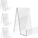Boloyo Acrylic Book Stand with Ledge,4PC 6 Inch Clear Acrylic Display Easel Transparent Display Stand Holder Tablet Holder for Displaying Books,Magazine,Plate,Pictures,Artworks, CDs