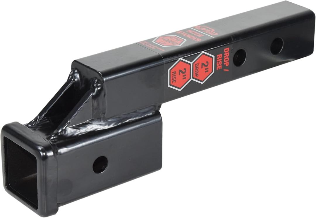 TOPTOW 64121 2-inch Receiver Trailer Hitch Extension Riser with 2-inch Rise/Drop, Solid Shank, 10000lbs Capacity, Anti-Rattle Bolt