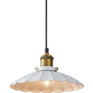 White Pendant Lights, Modern Hanging Lamp with 9.8 Inch Industrial Shade for Kitchen Island, Farmhouse Pendant Lights Kitchen Island 6.5Ft Adjustable Cord Pendant Light Fixtures, 250mm Hardwired
