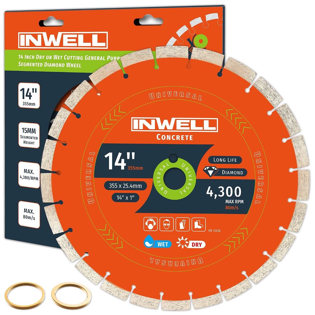 14 Inch Diamond Concrete Saw Blade, Dry/Wet Cutting