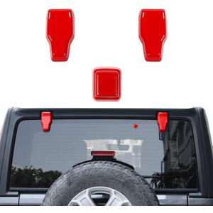 Rear Tail Door Window Hinge & Rain Wiper Nozzle Decorative Cover Fit for 2018-2026 Jeep Wrangler JL JLU(Red)