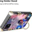 Galaxy A51 4G Case - Rectangle Retro Floral Pattern, Metal Ring Stand & Holder, Space Color
