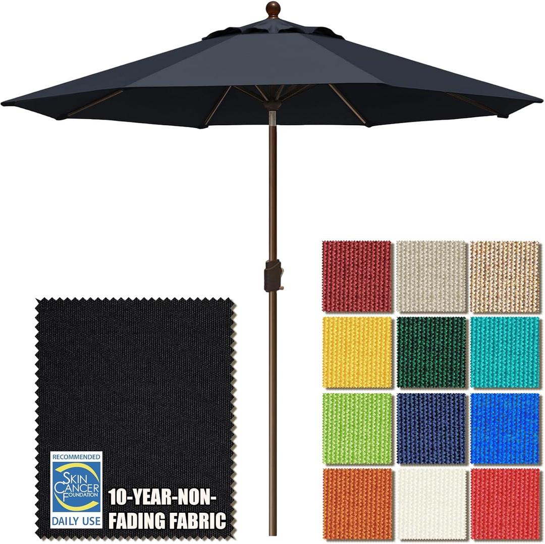 EliteShade USA 10-Year-Non-Fading 9Ft Market Patio Umbrella, UPF 50+ UV Protection Performance Sun Umbrella, Heavy Duty Commercial Grade Outdoor Table Umbrella with Crank & Tilt, Windproof Vented Top for Garden, Pool, Deck and Outdoor Playsets, Black