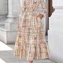 PRETTYGARDEN Women's Floral Maxi Dress 2026 Fall Long Sleeve V Neck A Line Long Flowy Spring Party Boho Dresses L