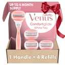 Gillette Venus ComfortGlide White Tea Women's Razor, Handle + 4 Blade Refills, Holiday Gifts for Women