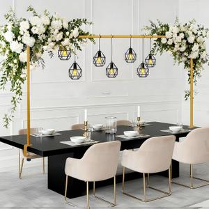 Over The Table Rod Stand with Clamps Adjustable 47"-98" Length 30"-43" Height Gold Table Arch Stand Hanging for Decoration Flowers Display Wedding Birthday Party Halloween Christmas
