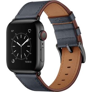 OUHENG Leather Bands Compatible with Apple Watch Band 49mm/46mm/45mm/44mm/42mm, Genuine Leather Strap for iWatch Series 11/10/9/8/7/6/5/4/3/2/1 & Ultra 3/2/1 & SE3 SE2 SE, Dark Gray/Black