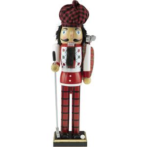 Clever Creations Black Golfer 16 Inch Traditional Wooden Nutcracker, Festive Christmas Dcor for Shelves and Tables