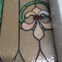 Maxdot 32"x16" Stained Glass Transom Window Panel, Large Horizontal Tulips & Irises Handcrafted Hanging Decor with Chain, Vintage Home Decor & Ideal Gift for Art Enthusiasts