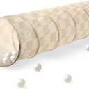 3 Sprouts Kids Play Tunnel - Pop Up Collapsible Tunnels with Recycled Fabric - Fun Crawling Tunnel for Toddler, Baby, Children to Crawl Through, Gross Motor Toy for Indoor Play - Checkered Beige