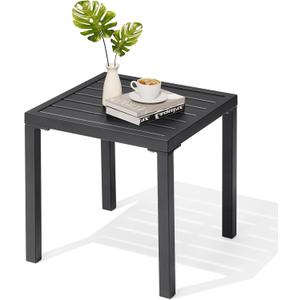 Outdoor Metal Side Table, Patio Small Square End Table, Black | Weather Resistant, Easy Assembly, Side Table for Pool, Balcony, Indoor