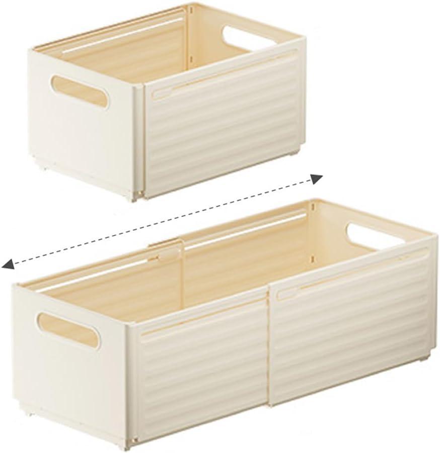Foldable Storage Bins, 2 Pack Plastic Expandable Boxes for Organizing, Adjustable from 11-18.8" Drawer Organizers Separators Dividers for Bedroom Kitchen Utensils Tools Closet, Large