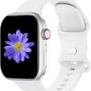 Sport Bands Compatible with Apple Watch 42mm 44mm 45mm 46mm 41mm 38mm 40mm 49mm for Women Men, Soft Silicone Strap for iWatch Wristband Series Ultra SE 11 10 9 8 7 6 5 4 3 2 1 (White)