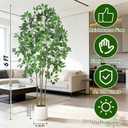 Timoo Ficus Tree Artificial 6 FT Tall Faux Plants Indoor Fake Tree with White Tall Planter, Artificial Plants Indoor Faux Tree with Full Realistic Leaves, Fake Plant for Home Office Corner Decor
