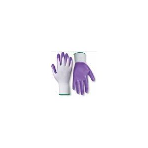 RED STEER GLOVE COMPANY, NITRILE PALM GARDENING GLOVES,PACK OF 10, (White& Purple)