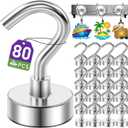 80 Pack Magnetic Hooks for 2026 Cruise Cabins Beach Vacation 30lbs+ Heavy Duty Magnet with Hook Metal Magnetic Hooks for Kitchen Fridge Grills Hanging Magnet Hooks for Classroom Locker Whiteboard (Silver)