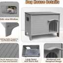 Waterproof Dog House for Outdoor Indoor,Durable Plastic Dog House with Warm Mat Side Window Elevated Floor, Easy to Assemble Easy to Clean((26.7" L x 26.7" W x 21.4" H) - Grey