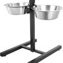 MidWest Homes for Pets Midwest Adjustable Elevated Pet Feeder Raised Dog Food Bowl, Water Bowls, Dog Feeding Station H-Base Double Bowl Stand Two Stainless Steel Removable Bowls 2 X 1600 Ml,6 Cm,10 Cm