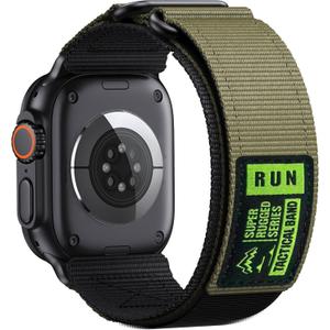 Alpine Loop Nylon Compatible with Apple Watch Ultra 3/2/1 Band 49mm Series 11/10/9/8/7/6/5/4/3/2/1/SE 46mm 45mm 44mm 42mm, Adjustable Soft Sport Strap with Leather Design for iWatch Men