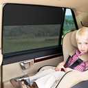 Car Window Shades,Magnetic Single-Deck Side Window Sun Shades with Half Shade, Front Car Window Covers Blocks Heat and UV Rays Glare for Driver (2 PCS Shaded for Rear)