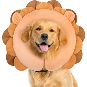 BEAUTYZOO Dog Cone Alternative After Surgery for Dogs, Soft Inflatable Cone Collar for Dogs Cats, Dog Neck Donut E Collar Dog Recovery Collar to Stop Licking, Lion, L