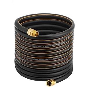Giraffe Tools Garden Hose 5/8" Custom Length, No Kink, Flexible, Leakproof Water Hose, 600 Burst PSI, 75ft Male Female Fittings,Black Orange